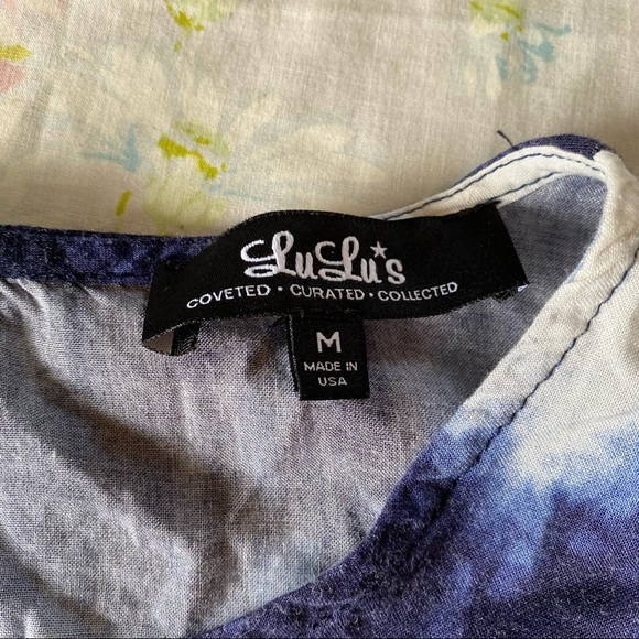 Lulu's Navy Blue and Ivory Tie Dye Shift Dress with Pockets - Picture 7 of 7